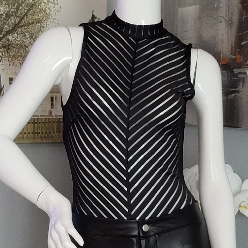 💚💛💜Shadow Stripe Sheer Bodysuit